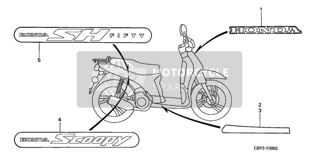 Honda SH50 2001 Mark/Stripe (3) for a 2001 Honda SH50